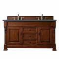 James Martin Vanities Brookfield 60in Double Vanity, Warm Cherry w/ 3 CM Charcoal Soapstone Quartz Top 147-114-5681-3CSP